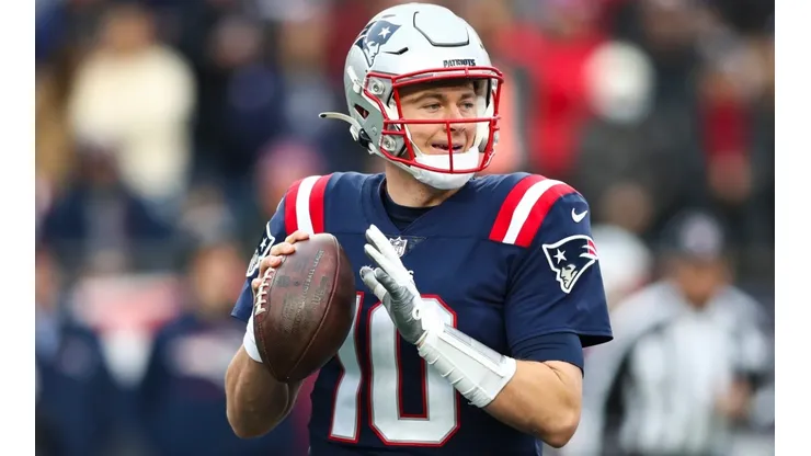 Patriots quarterback Mac Jones in action.