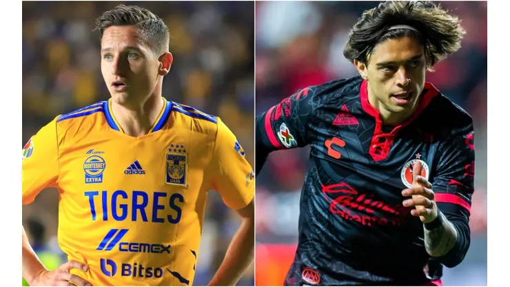 Florian Thauvin of Tigres and Joaquin Montecinos of Tijuana