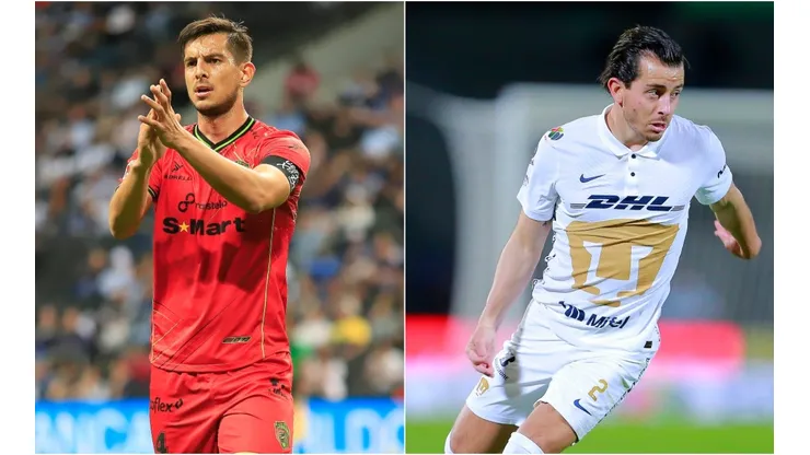 Marcos Lopez of Juarez (left) and Alan Mozo of Pumas UNAM