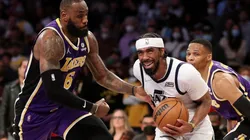 LeBron James of the Los Angeles Lakers and Mike Conley of the Utah Jazz