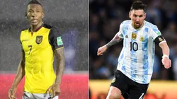 Pervis Estupiñan of Ecuador (left) and Lionel Messi of Argentina.