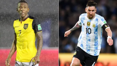 Pervis Estupiñan of Ecuador (left) and Lionel Messi of Argentina.