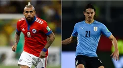 Arturo Vidal of Chile (left) and Edinson Cavani of Uruguay.