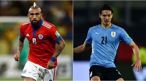Arturo Vidal of Chile (left) and Edinson Cavani of Uruguay.