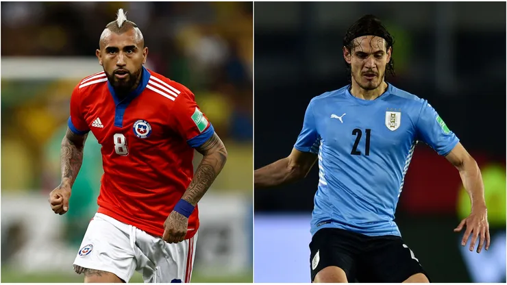 Arturo Vidal of Chile (left) and Edinson Cavani of Uruguay.