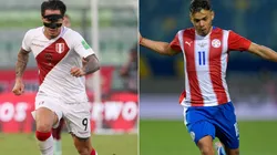 Gianluca Lapadula of Peru (left) and Angel Romero of Paraguay.