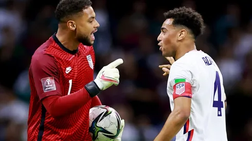 Zack Steffen and Tyler Adams of the US