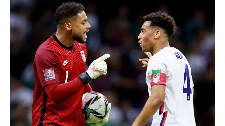 Zack Steffen and Tyler Adams of the US