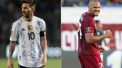 Lionel Messi of Argentina (left) and Salomon Rondon of Venezuela.