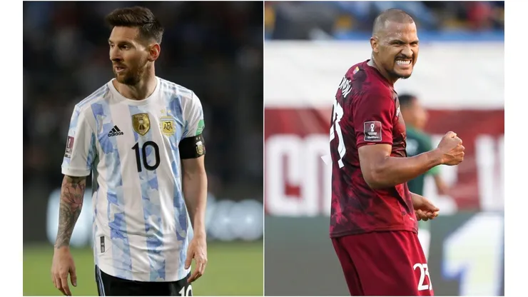 Lionel Messi of Argentina (left) and Salomon Rondon of Venezuela.