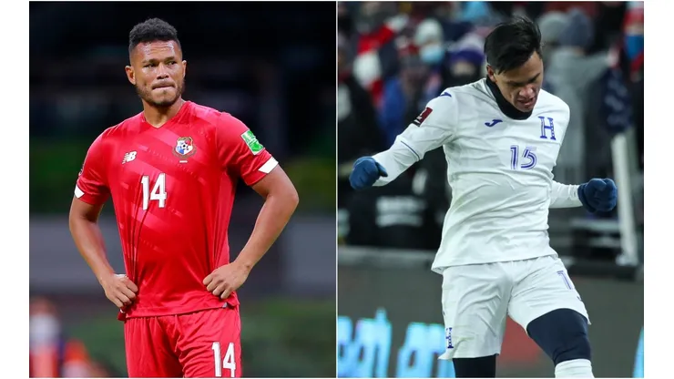 Rolando Blackburn of Panama (left) and Denil Maldonado #15 of Honduras