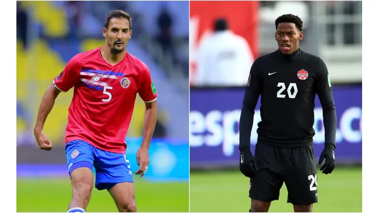 Celso Borges of Costa Rica (left) and Jonathan David of Canada
