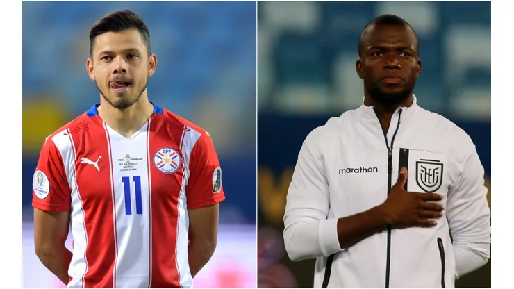 Angel Romero of Paraguay (left) and Enner Valencia of Ecuador