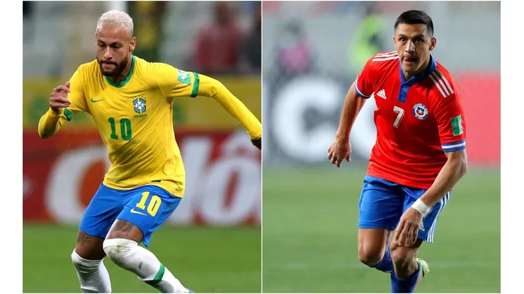 Neymar of Brazil (left) and Alexis Sanchez of Chile