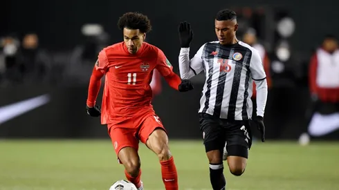 Tajon Buchanan of Canada, Youstin Salas of Costa Rica during the World Cup Qualifier match