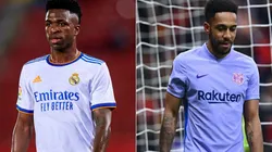 Vinicius Junior of Real Madrid and Pierre Aubameyang of FC Barcelona