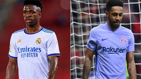 Vinicius Junior of Real Madrid and Pierre Aubameyang of FC Barcelona