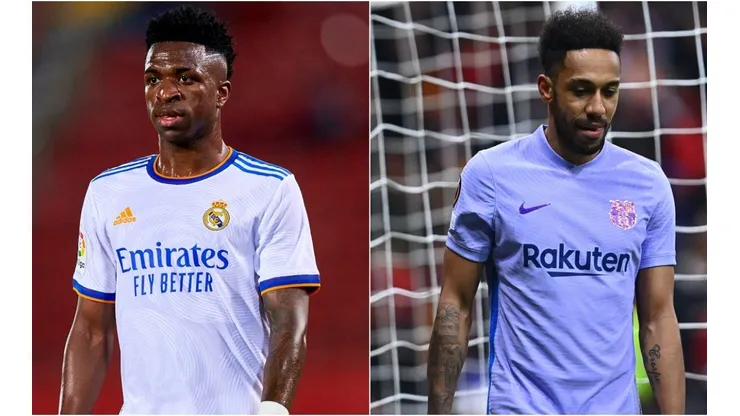 Vinicius Junior of Real Madrid and Pierre Aubameyang of FC Barcelona