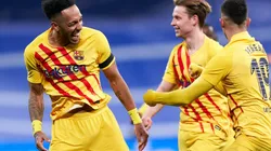 Pierre-Emerick Aubameyang of FC Barcelona celebrates after scoring his team's fourth goal