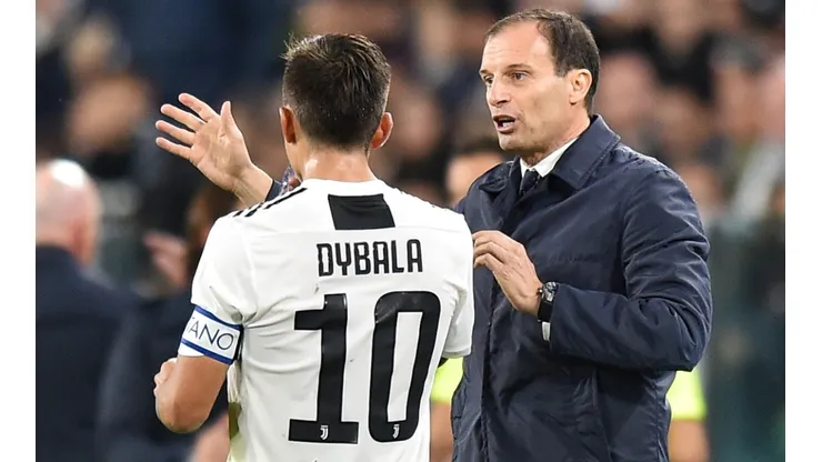 Paulo Dybala and Massimiliano Allegri of Juventus