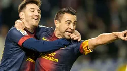 Xavi and Lionel Messi of Barcelona in 2012