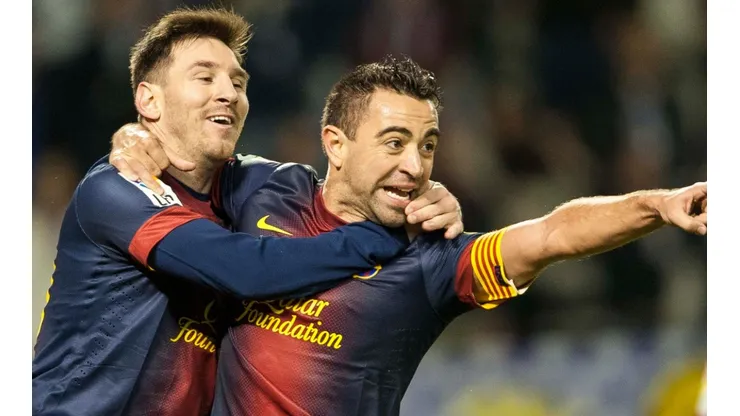 Xavi and Lionel Messi of Barcelona in 2012