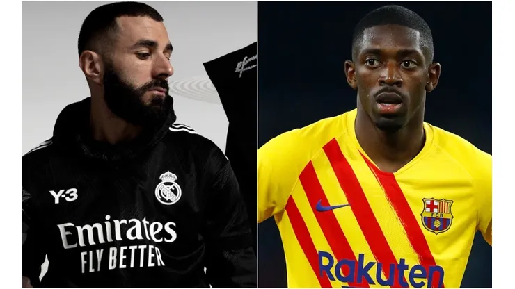 Karim Benzema of Real Madrid and Ousmane Dembele of Barcelona