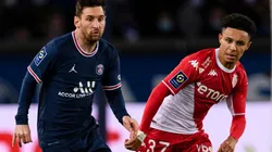 Lionel Messi of PSG and Sofiane Diop of Monaco