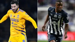 Andre-Pierre Gignac of Tigres (left) and Joel Campbell of Monterrey.