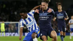 Tariq Lamptey of Brighton and Jack Grealish of Manchester City