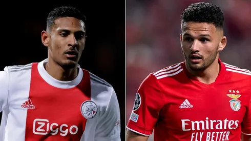 Sebastien Haller of Ajax and Goncalo Ramos of SL Benfica