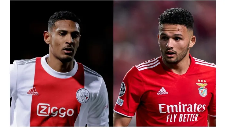 Sebastien Haller of Ajax and Goncalo Ramos of SL Benfica