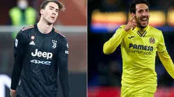 Dusan Vlahovic of Juventus and Daniel Parejo of Villarreal CF