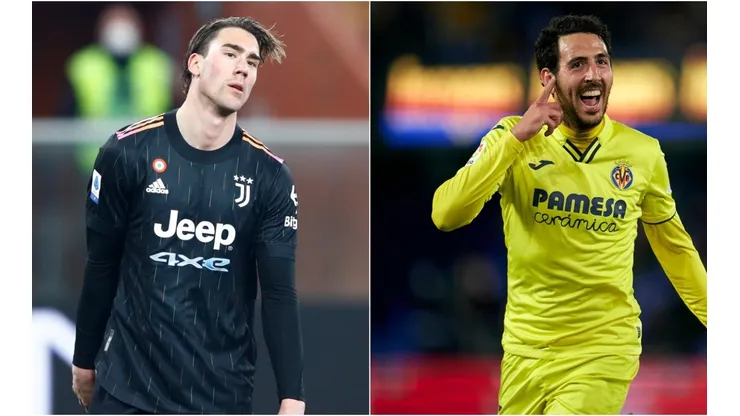 Dusan Vlahovic of Juventus and Daniel Parejo of Villarreal CF