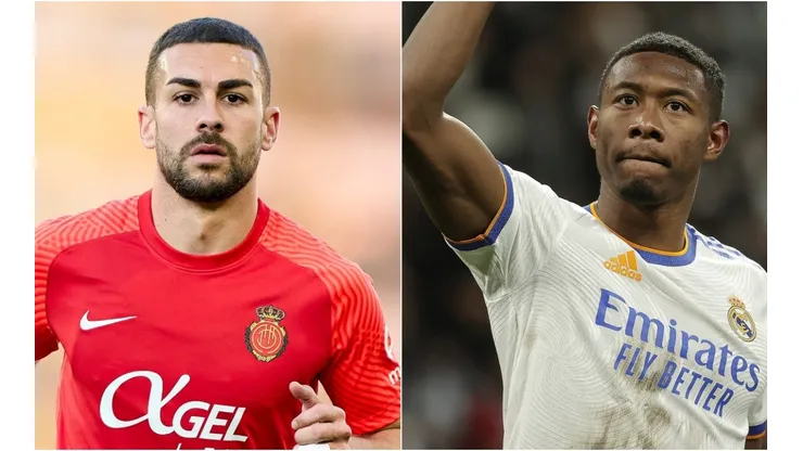 Dani Rodriguez of RCD Mallorca and David Alaba of Real Madrid