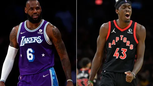 LeBron James of the Los Angeles Lakers and Pascal Siakam of the Toronto Raptors