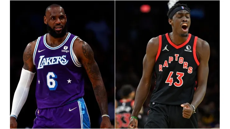 LeBron James of the Los Angeles Lakers and Pascal Siakam of the Toronto Raptors