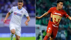Ivan Morales of Cruz Azul and Sebastian Saucedo of Pumas