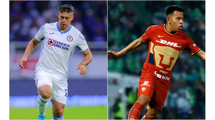 Ivan Morales of Cruz Azul and Sebastian Saucedo of Pumas