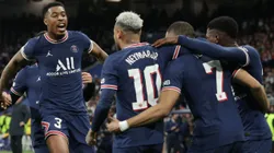 PSG players celebrate after scoring a goal