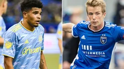 Nathan Harriel of the Philadelphia Union and Jackson Yueill of the San Jose Earthquakes