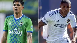 Fredy Montero of the Seattle Sounders and Douglas Costa of LA Galaxy