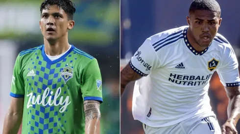 Fredy Montero of the Seattle Sounders and Douglas Costa of LA Galaxy