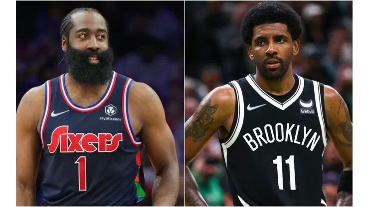 James Harden of Philadelphia 76ers and Kyrie Irving of Brooklyn Nets
