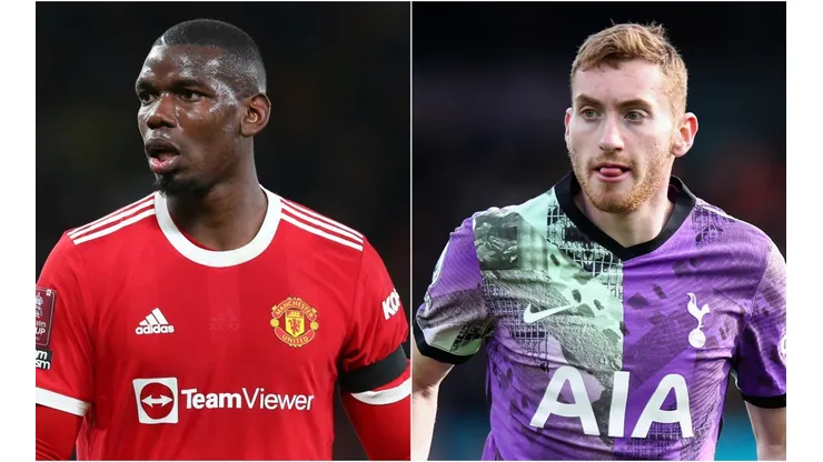 Paul Pogba of Manchester United and Dejan Kulusevski of Tottenham