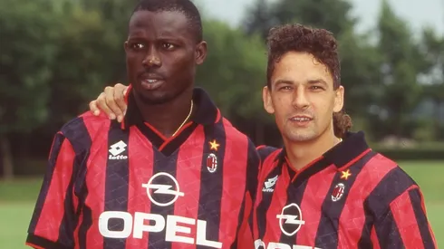 George Weah and Roberto Baggio of AC Milan