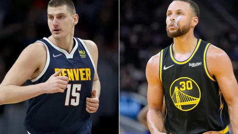 Nikola Jokic of the Denver Nuggets and Stephen Curry of the Golden State Warriors