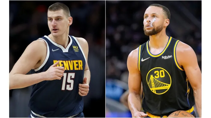 Nikola Jokic of the Denver Nuggets and Stephen Curry of the Golden State Warriors