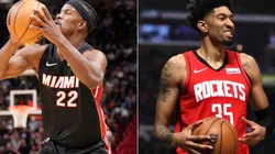 Jimmy Butler of the Miami Heat and Christian Wood of the Houston Rockets