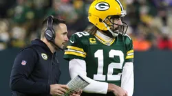 Matt LaFleur (left) and Aaron Rodgers.